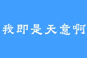 我即是天意啊
