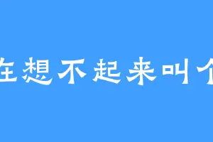 实在想不起来叫个啥