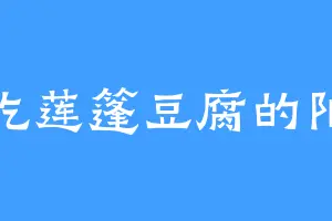 爱吃莲篷豆腐的阳卫