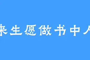 来生愿做书中人